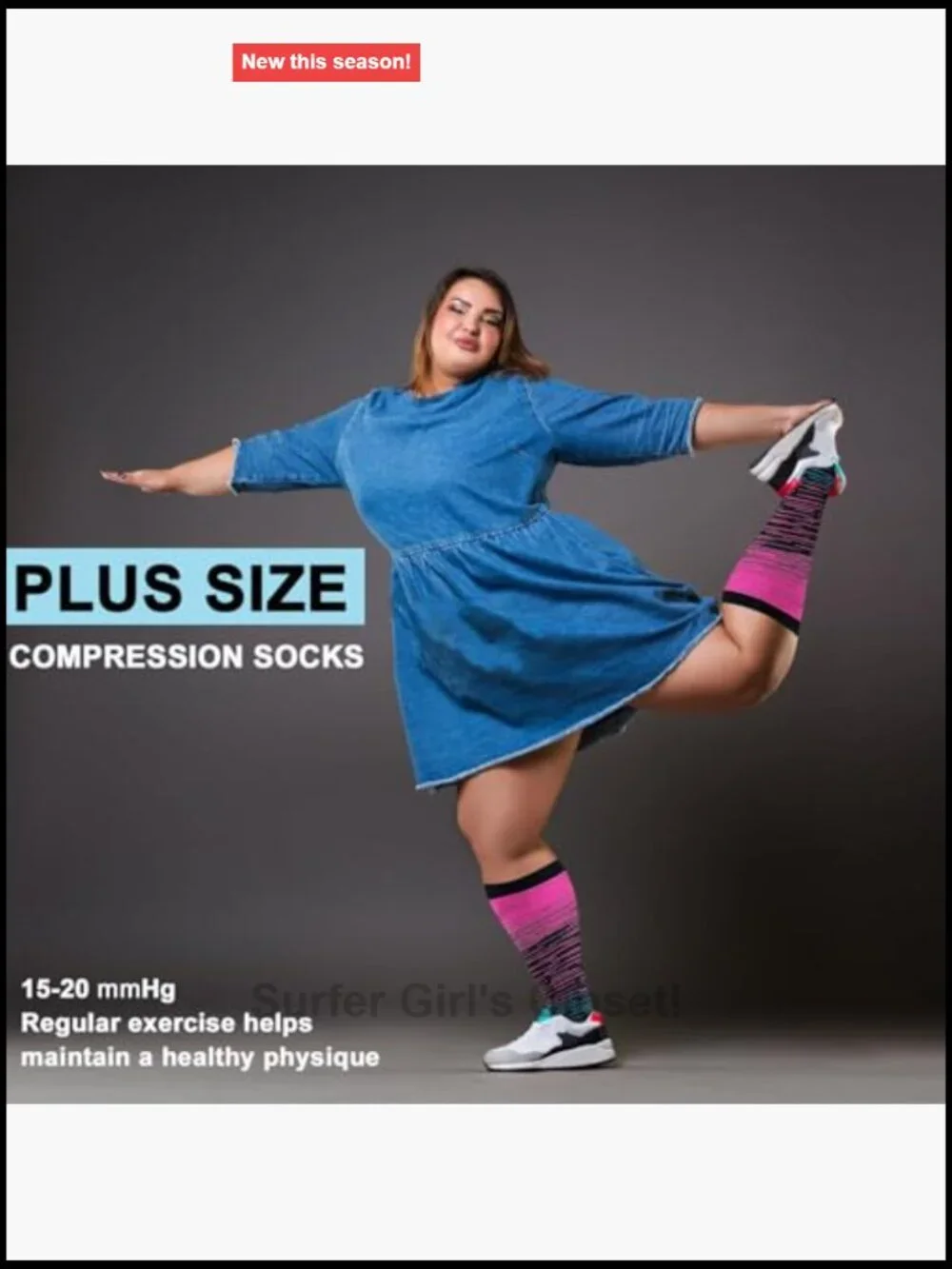 4 Pairs Plus Size Compression Socks 20-30 mmHg Wide Calf Support Circulation